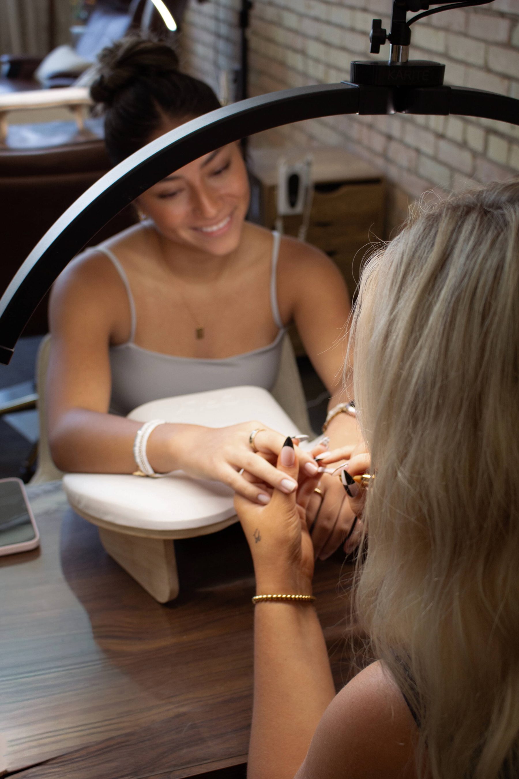 Client hands during a manicure